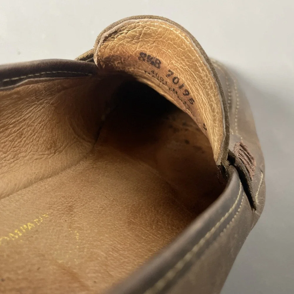 Frye Distressed Oiled Leather Penny Loafers Stacked Heel Men's Size 8.5B